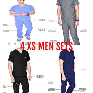 Xs Mens figs scrub 4 SETS